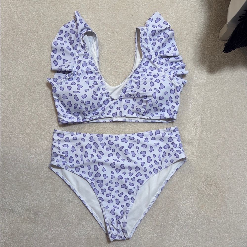 Purple Leopard Print Bikini Set